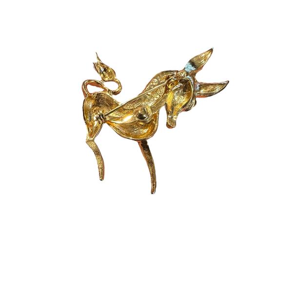 JJ Artifacts Donkey Goldtone Brooch Pin - Picture 3 of 4